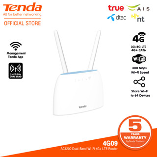 Tenda 4G09 เราเตอร์ใส่ซิม AC1200 Wireless Dual Band 4G+ CAT6 Router Wifi รองรับ 4G ทุกเครือข่าย รองรั