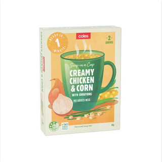 Coles - Creamy chicke&amp;corn soup with croutons soup 60g