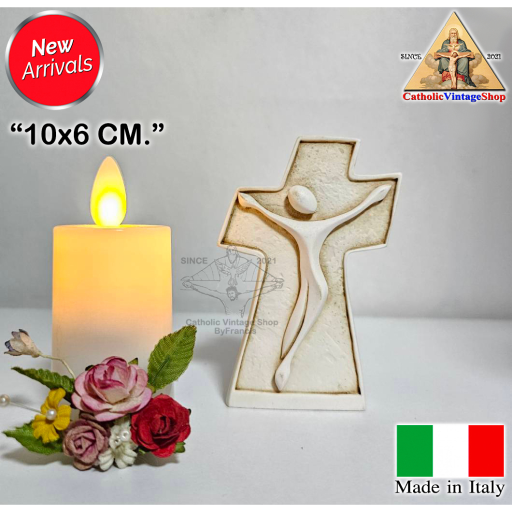 รูปปั้น กางเขนวินเทจ ตั้งโต๊ะ ไม้กางเขนพระเยซู​ ไม้กางเขนอิตาลี Catholic Jesus Cross Jesuschrist sta