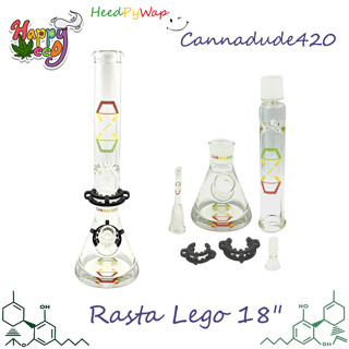 Cannadude420 Beaker Lego 18" บ้องแก้ว V.2 แจกันแก้ว 9 mm Thick - 34 mm Adapter ฟรี!! สายคล้อง พร้อมไฟ (2023 Version)