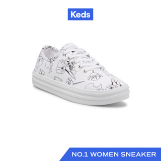 KEDS รองเท้าผ้าใบ แบบผูกเชือก รุ่น BREEZIE CANVAS HAND DRAWN PRIN สีขาว ( WF66863 )