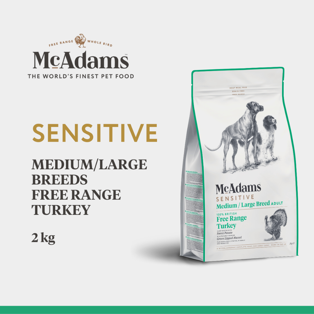 McAdams Sensitive Medium/Large Breeds Turkey 2 kg แมคอดัมส์ สูตรไก่งวง สำหรับสุนัขสายพันธุ์กลาง-ใหญ่