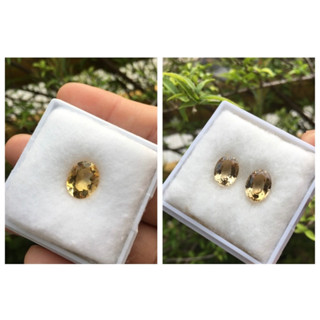 CITRINE ซิทริน แท้ จัดเซตแหวน ต่างหู 3 เม็ดหนักรวม 9 กะรัต พลอยแท้สีเหลืองอ่อนใส ไฟดีม๊าก