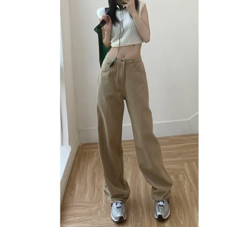 Bella🌻กางเกง👖มีสีฟ้า/สีกากี/สีขาว💕Jeans💥วินเทจ คุณภาพสูง เนื้อผ้าดีระบายอากาศใส่สบ✨พร้อมส่งจากกทม มาถึงใน 3-5 วัน