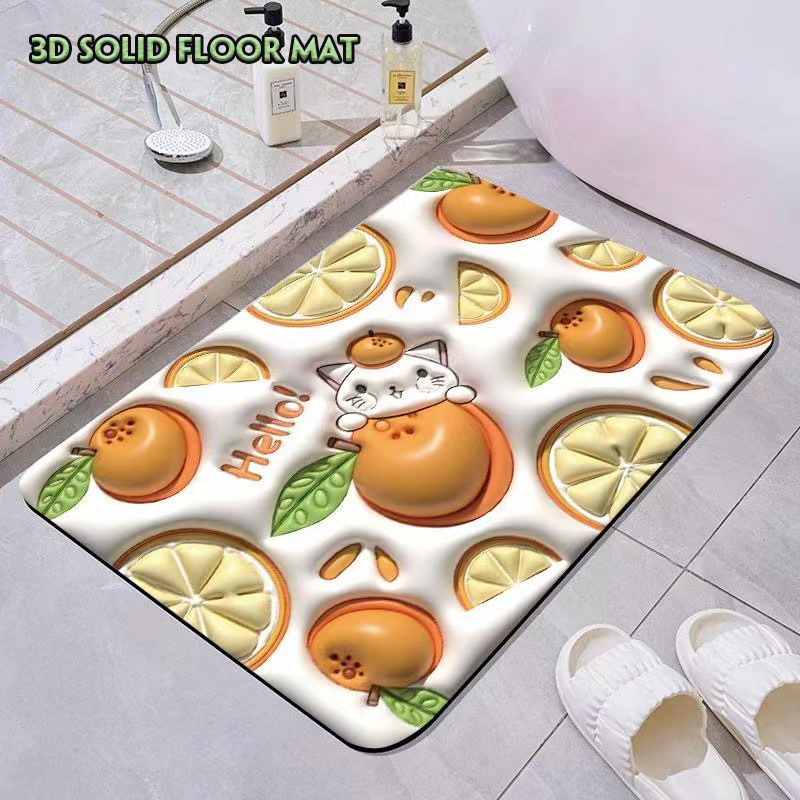 3มิติ กันลื่น สําหรับห้องครัว ห้องน้ำ J123 พรมเช็ดเท้า ลายการ์ตูน 3D ลายดอกไม้ 3มิติ พรมลาย ขนาด 40x