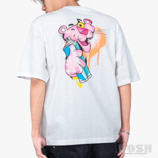 DOSH OVERSIZED SHORT SLEEVE T-SHIRTS PINK PANTHER เสื้อยืดโอเวอร์ไซส์ 9DPPMT5017-WH