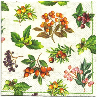 Pladao Napkin ภาพวินเทจ ผลไม้ Blueberry Wild Berry กระดาษ แนพกิ้น สำหรับงานศิลปะ เดคูพาจ decoupage ขนาด L 33x33