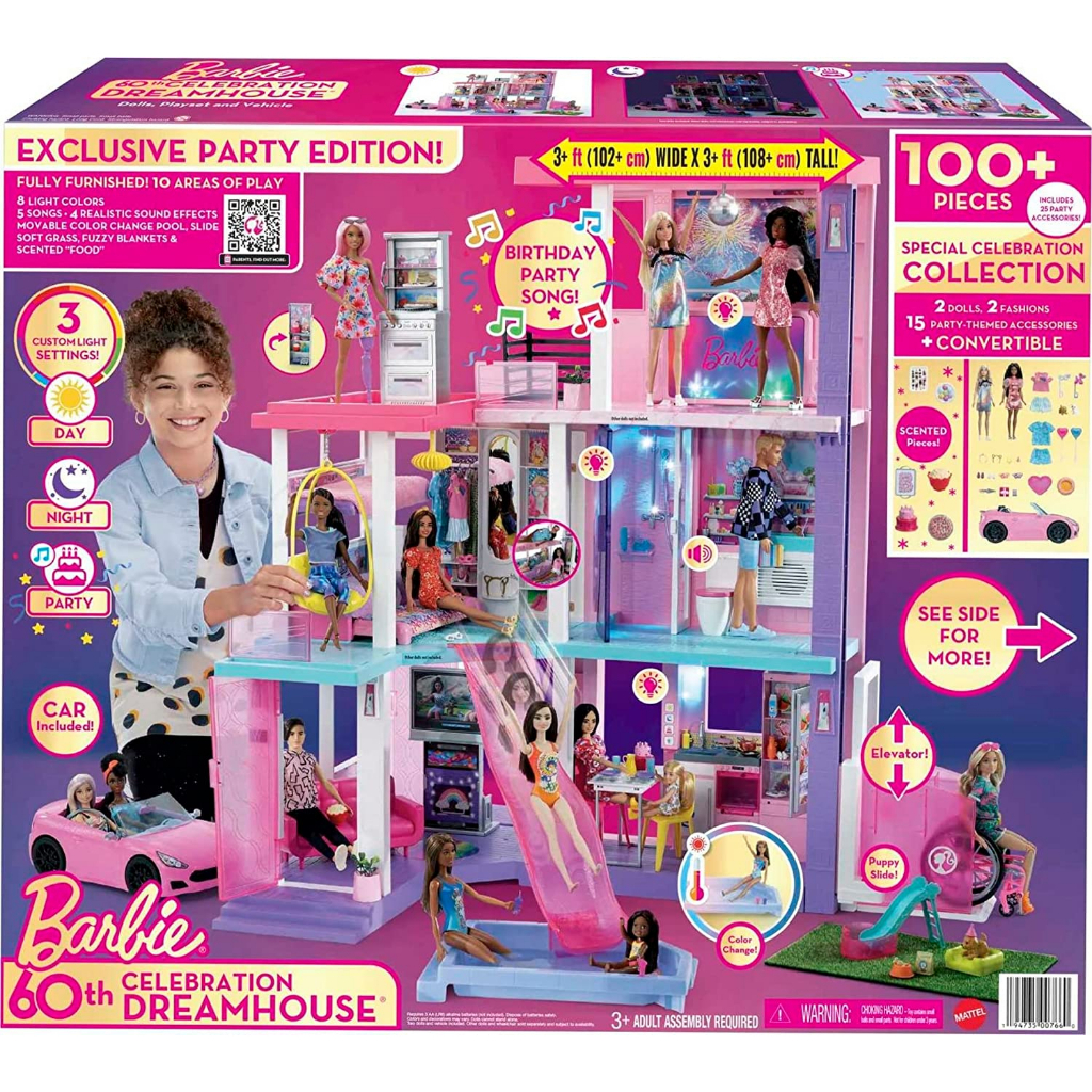 ใหม่🇺🇸 บ้านตุ๊กตาบาร์บี้ มีเสียงมีไฟรุ่นครบรอบ60ปี Barbie 60th Celebration BarBie DreamHouse Playset (3.75 ft)