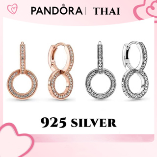 [ส่งจากกรุงเทพ]P เงิน925 ต่างหู ตุ้มหู ต่างหูทรงกลม Sparkling DoubleHoop Earring ของแท้ 100%