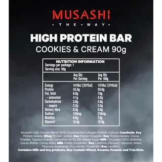 Musashi High Protein Bar โปรตีนสูง 45 กรัม