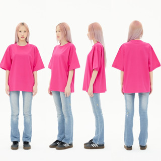 OV10   Fuchsia เสื้อยืดสีชมพูเข้ม Cotton20 Oversize