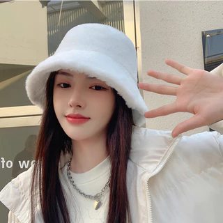 💕ivy หมวกบัคเก็ต ขนนุ่ม (B66) หมวกแฟชั่นสำหรับผู้หญิง