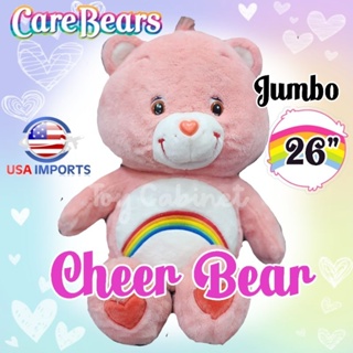 ●Jumbo● นำเข้า🇺🇲มือสอง แท้ 💯% ตุ๊กตาหมี แคร์แบร์ Cheer Bear เชียร์ แบร์ Care Bears ปี 2002 หน้าเก่า จาก USA Size 26 นิ้ว