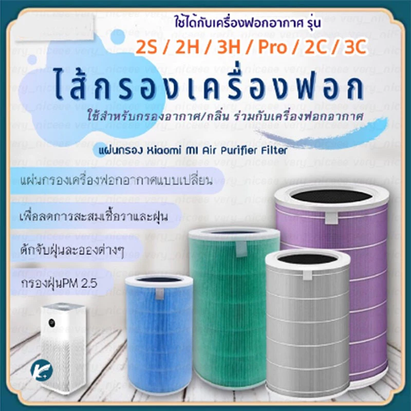 【KC】ไส้กรองอากาศ Xiaomi Hepa H13 Purifier Filter ไส้กรองxiaomi รุ่น2S 2C 2H Pro 3C 3H แผ่นกรองต้านเชื้อแบคทีเรีย