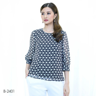 MIKIKO Blouse MI-B2401 ชิฟฟอนปริ้นท์ แขนยาว IGPU23-1