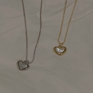 heart with pearl pendant necklace สร้อยคอสเตนเลส ปรับความยาวได้