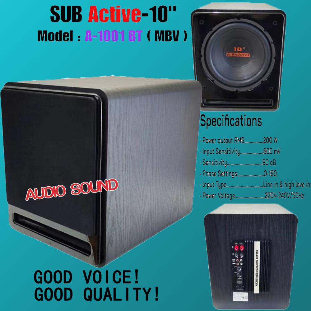 SUB Active-10" ตู้ลำโพงซับ10" ตู้ซับเบสมีแอมป์ในตัว ขนาด 10 นิ้ว Active Sub Woofer Speake A-1001 BT