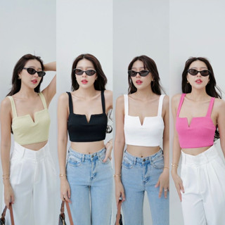 INTUON  Colorrr top  เสื้อครอปผ้าเก๋ ยืดนิ่ม ตรงอกvนิดๆ ทรงสวยมีที่ดามไว้ไม่ตกแน่นอน