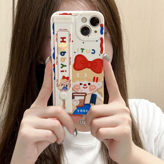 💕พร้อมส่ง💕iPhone 14 13 12 11 Pro Max เคส for เคสไอโฟน11น่ารัก การ์ตูน บางเบาพกพาง่าย สายรัดข้อมือ Case