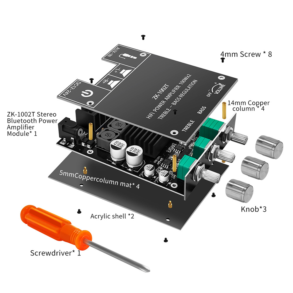 【มาถึง 1-3 วัน】ZK 1002T/TB21 ของแท้ บลูทูธ 5.0 แผ่นบอร์ดโมดูลขยายเสียงดิจิตอล ชิปกำลังขับ 100W*2 ,แอ