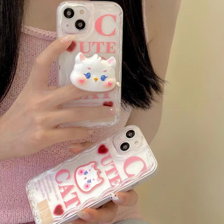 💕พร้อมส่ง💕iPhone 14 13 12 11 Pro Max เคส for เคสไอโฟน11น่ารัก แมว บางเบาพกพาง่าย พร้อมขาตั้ง Case