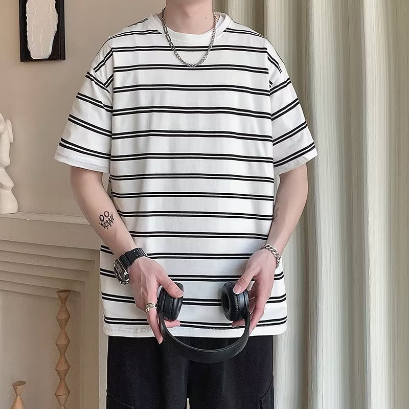 🔥พร้อมส่ง🔥เสื้อยืดลายทาง สไตล์เกาหลี (40362 )