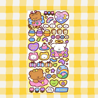 Sticker กลิตเตอร์ ขนาด 7x14 สติกเกอร์น่ารัก💕✨🦄 ลายแฟรี่ Fairy bear แกะใช้ได้หลายชิ้นมากกก