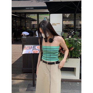 cpjgirlxx |  พร้อมส่ง *ขายดี*  Rocket tube top - 2color เสื้อเกาะอก ลายทาง ผ้าไหมพรม สไตล์เกาหลี