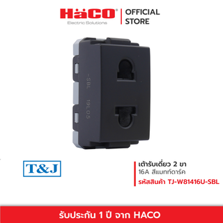 HACO เต้ารับ 2 ขา 2pin Euro-American Socket Module 16A 250V สีดำ T&amp;J รุ่น W8416U-SBL