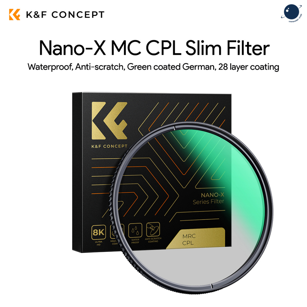 K&F 49mm Nano-X MC CPL Slim Filter, Waterproof, Anti-scratch, Green coated German, 28 layer coating 