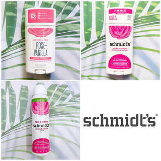 (Schmidts®) Natural Deodorant, ROSE +VANILLA ผลิตภัณฑ์ระงับกลิ่นกายจากธรรมชาติ โรลออนสติ๊ก สเปรย์ดับกลิ่่นกาย