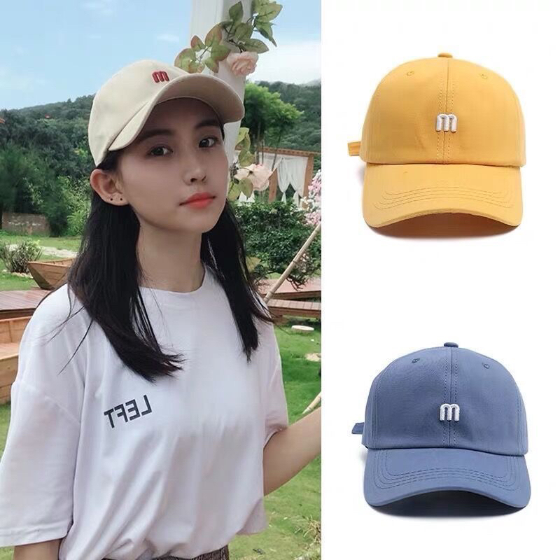 หมวกแก๊ปแบบใหม่รูปตัว M สีพื้น  ใส่ได้ทั้งหญิงและชาย ใส่คู่พ่อแม่ลูก รูปที่ 8