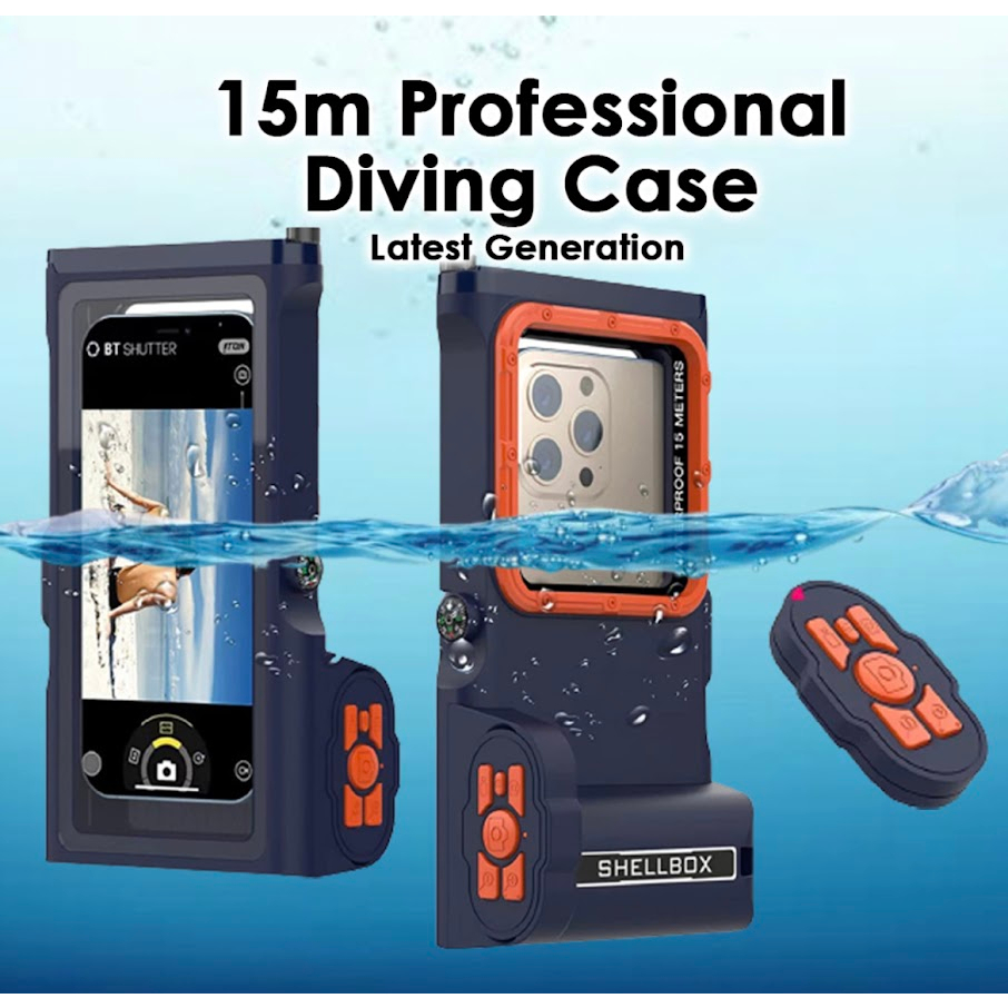 ส่งจากไทย เคสบลูทูธว่ายน้ำดำน้ำกันน้ำสำหรับ5-6.9นิ้วโทรศัพท์ SHELLBOX GEN3 Pro แท้100% Waterproof Diving Case 50 ฟุต/15M