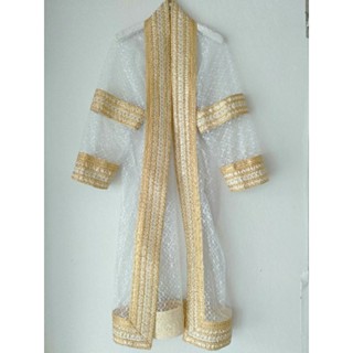 เสื้อคลุมนาคสีขาวเดินเเถบทอง  (ได้เสื้อคลุมนาค1ตัว)