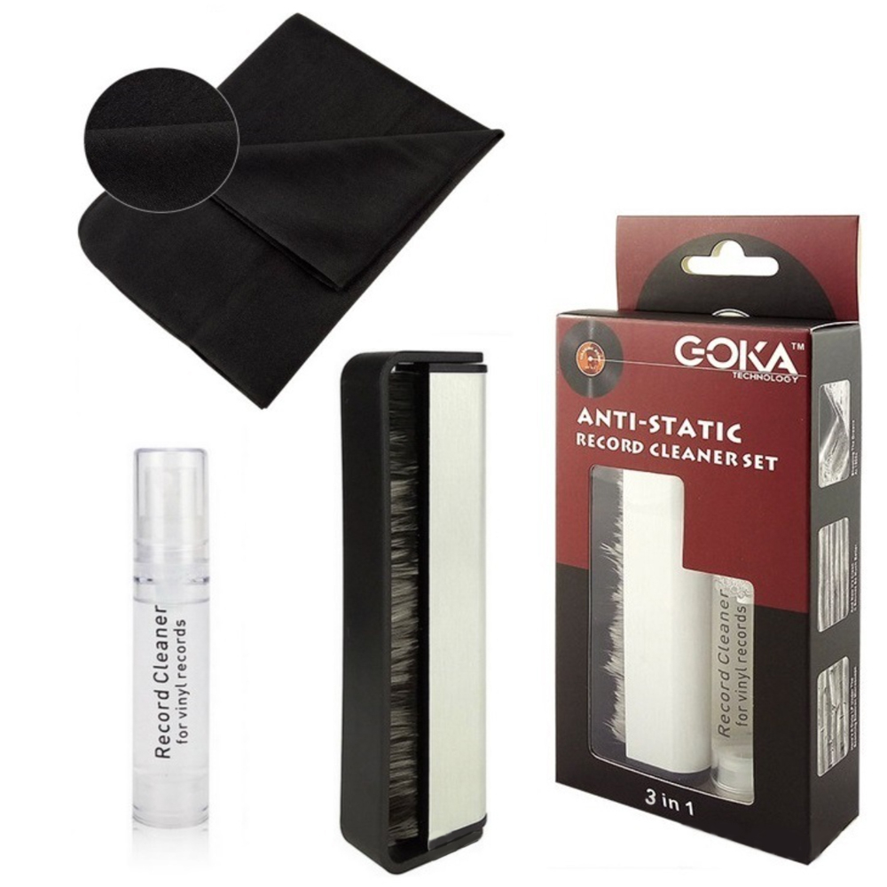 ชุดแปรงปัดทำความสะอาดแผ่นเสียง  3in1 GOKA anti-static vinyl record cleaner set
