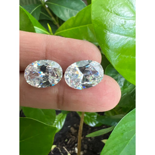 เพชร CZ DIAMOND( 2 เม็ด)เพชรรัสเซีย DIAMOND WHITE สีขาว 10x14 mm OVAL Cubic zirconia