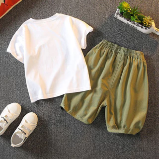 เสื้อผ้าเด็ก ชุดเด็กแฟชั่น ชุดแขนสั้น set 2 ชิ้น สไตล์เกาหลี เนื้อผ้าดี size(8เดือน -6ปี) PFS0051