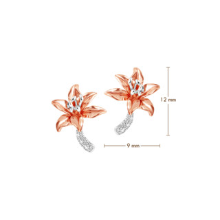 PRIMA ต่างหูเพชรรูปดอกลิลลี่ (Lily) Petite Fleur Collection สี Rose Gold รหัสสินค้า 991E1387-01