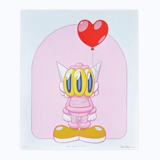 Benzilla THE BALLOON PINK screen print with artist signature