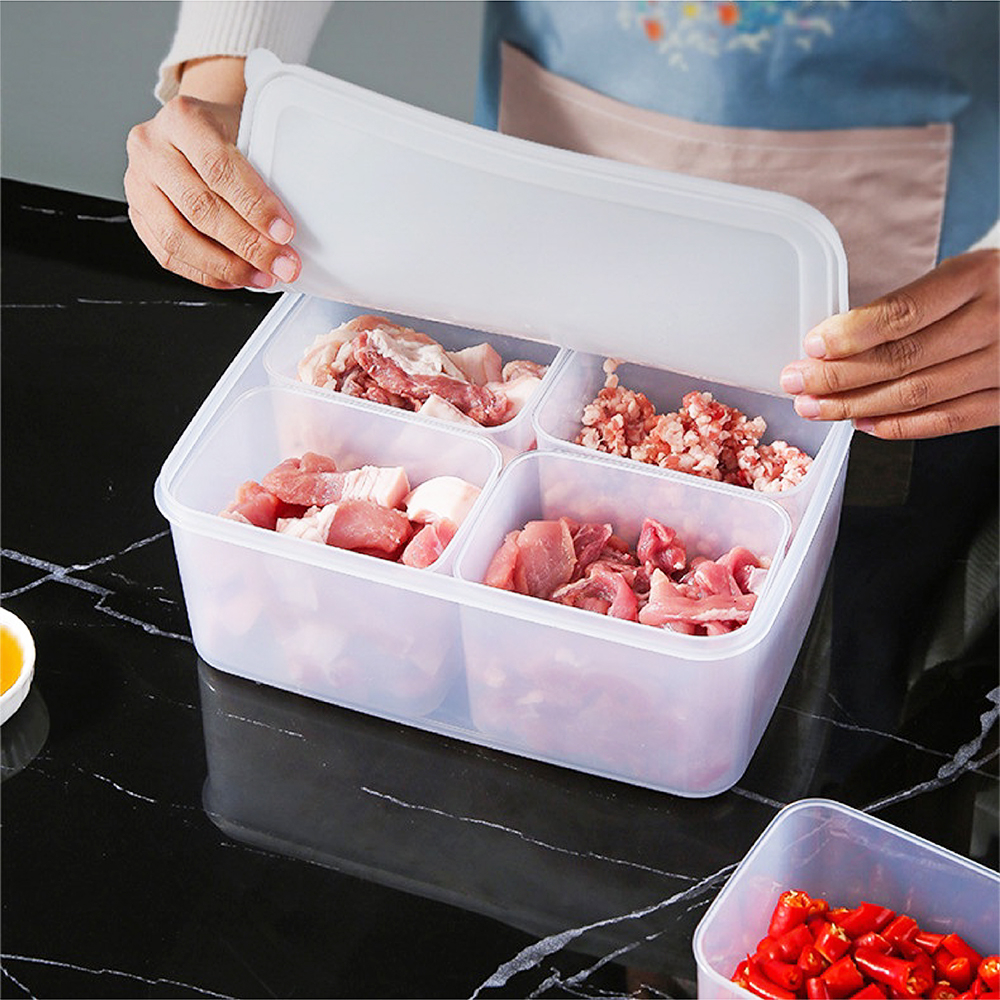 🥬️ กล่องเก็บอาหาร แยกช่อง 4 ช่อง ขนาด 27x20.5x10.5 cm พร้อมฝาปิด 🥕 กล่องแยกอาหาร กล่องเก็บอาหารในตู้เย็น กล่องถนอมอาหาร - รูปที่ 7
