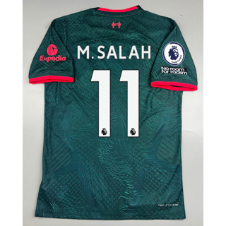 เสื้อบอล เพลเย่อ ลิเว่อร์พูล เยือนสาม สีเขียว 2022-23   พร้อมเบอร์ชื่อ 11 M.SALAH อาร์มพรีเมียร์ผ้าทอเกรดดีที่สุด