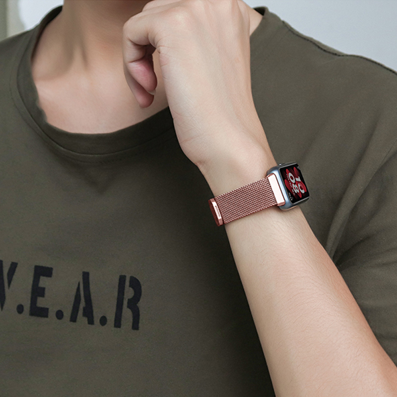 สายรัดสแตนเลสแบบห่วง Milanese สำหรับ Huawei Band 8/9/10 Huawei band 6/7 Honor band 6  แม่เหล็ก สายนาฬิกาข้อมือ