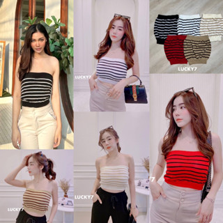 BY IRA Jolie Knit Tube Top เกาะอกเนื้อไหมพรมทอลายริ้วมินิมอล แมชชี่ (made by heart)