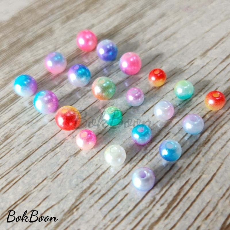 ลูกปัดมุกรุ้งขนาด 6mm./8mm. 100ชิ้น