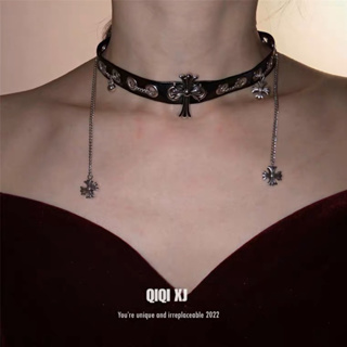 🔥Sale🔥สร้อยคอโชคเกอร์หนังไม้กางเขน Cross Leather Necklace พร้อมส่ง
