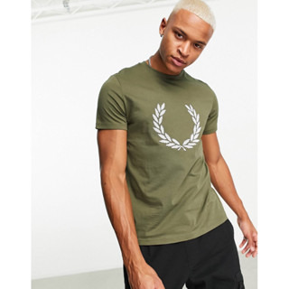 Fred Perry Cross Stitch Wreath T-Shirt in Khaki