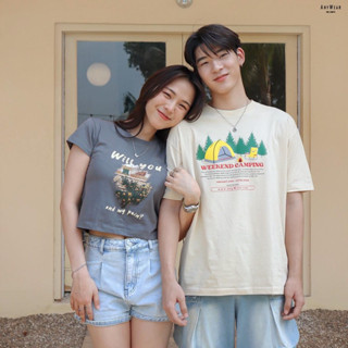 เสื้อยืด Oversize 🌲🏕️ weekend camping (2) by AnyWear ผ้าCotton100% ผ้านุ่ม ทรงเกาหลี ใส่สบาย