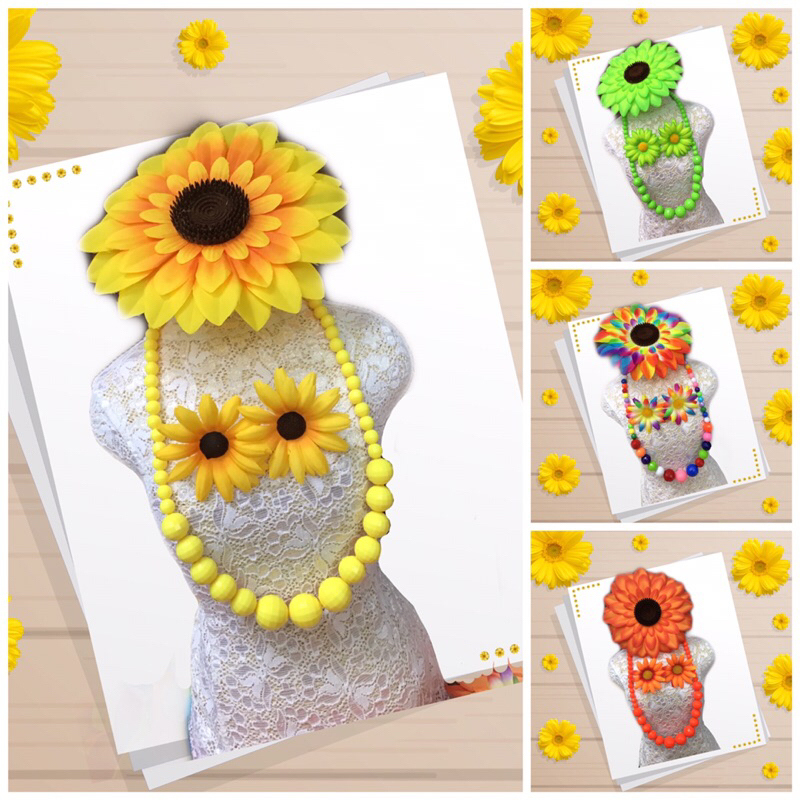 ส่งจากกรุงเทพเซ็ต3 ชิ้น เครื่องประดับทองกวาว ย้อนยุค ธีมงานวัด เซ็ททานตะวัน