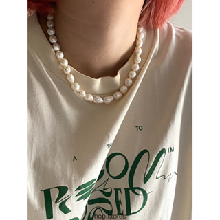 [all silver 925] hoo.stores Mermaid Pearl Necklace (18k gold plated) สร้อยมุกน้ำจืด สร้อยมุกน้ำจืดแท้ สร้อยคอเงินแท้s925