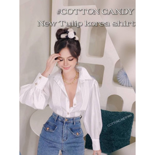 #COTTON CANDY🍭เสื้อเชิ้ตขาว กระดุมทิวลิป New Tulip korea shirt